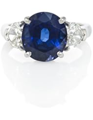 Diamond and Blue Sapphire Platinum Ring