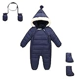 Happy Cherry 新生児服 カバーオール 外出服 着ぐるみ ベビー 外出服 長袖 厚手 冬 防寒 可愛い 男の子 女の子 出産祝い ネイビー M 100cm