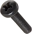 Steel Pan Head Machine Screw, Black Oxide Finish, Meets DIN 7985, #2 Phillips Drive, M4-0.7 Thread Size, 16 mm Length, Fully Threaded, Import (Pack of 100)