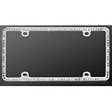 Buy Chrome Metal Car License Plate Frame with Single Row Multicolor Crystals