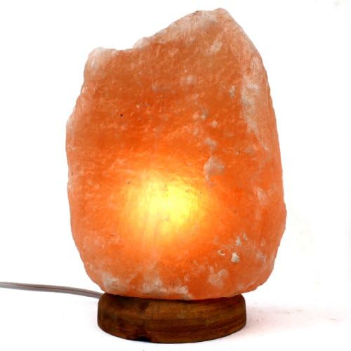 Crystal Allies Gallery: 6" to 8" LED Himalayan Salt Lamp Ionic Air Purifier on Wood Base with 1.5W E12 LED Bulb, UL-Listed Cord & Authentic Crystal Allies Info Card