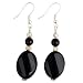 Handmade Black Agate & Faceted Silver Beaded Earrings