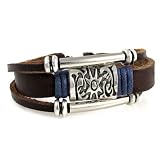 Leather Medallion Zen Bracelet, Fits 6 to 9 Inch Wrists. Gift Box