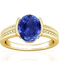 18K Yellow Gold Oval Cut Blue Sapphire Womens Astrological Ring
