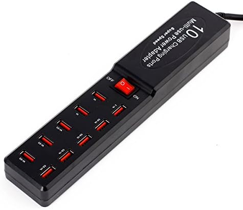Tiwkich 10 Ports Usb Wall Charger with ON/OFF Switches Desktop Travel Wall Charger Station Universal Smart High Capacity [High Power] Ac Travel Charger Fast Charging Power Adapter supply for Apple for Iphone 6,iphone 6 Plus,iphone 5, 5s, 5c, 4s, 4, Ipad Air, 4, 3, 2, Samsung Galaxy S6 S5, S4, S3, S2, Note 3, Note 2; HTC One,Tablet PC.Cellphone ,smartphone and other USB Devices-Black