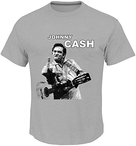 Men's Johnny Cash J. R. Cash Decal Country Singer T-shirt-Gray
