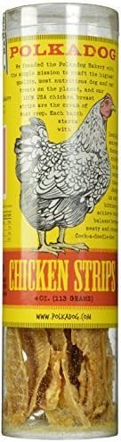 Polka Dog Bakery Chicken Strip Jerky Dog Treat, 4-Ounce by Polka Dog Bakery