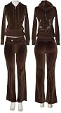 ROMEO & JULIET COUTURE Fleur de Lis Rhinestone Velour Active Set (Brown)
