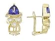 14K Yellow Gold Tanzanite and Diamond Earrings