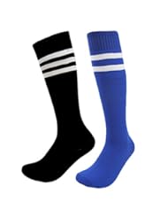 Sports: Fasoar Mens Womens Girls Winter Warm Over Knee Leg Warmer Soft Crochet Sock Leggings 2 Pack Black Blue