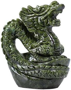 1pc Jade Chinese Feng Shui Dragon Figurine Statue for Luck & Success (Large 12.6x6.5x15.6cm)