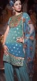 Blue Faux Georgette Designer Salwar Kameez Unstitched Dress Material with Matching Dupatta