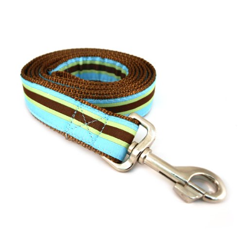 Blue Stripe Ribbon Dog Leash - Wide (72L x1.125W)
