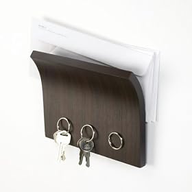 Wall mounted Espresso Wood key magnetic mail storage NEW