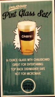 PINT 16oz BEER 2 Glass Set (with write-able Chalkboard)