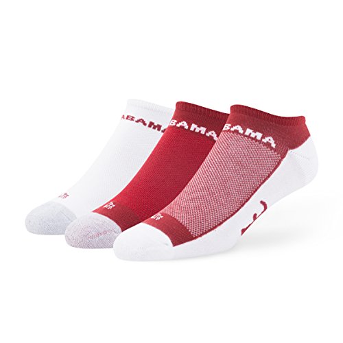 NCAA Alabama Crimson Tide '47 Gait Motion Team Color No Show Socks, Assorted Team Colors, Large (Men's 9-13 / Women's 10-12), 3-Pack