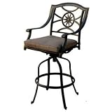 Darlee Ten Star Swivel Cast Aluminum Outdoor Patio Bar Stool With Cushion - Antique Bronze