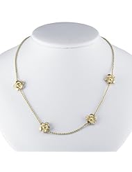 14K Yellow Gold Rope Chain Flower Necklace - 17 Inches