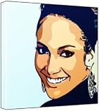 Jennifer Lopez - Pop Art Print (Comic Effect) 30 x 30 x 2 cm Medium Square Deep Box Canvas