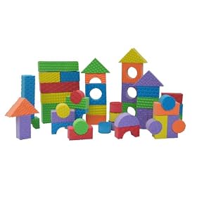 Edushape Textured Brightly Colored Foam Building Blocks, Set of 80 by Edushape