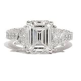 2.30 carat Emerald Cut Diamond Three-Stone Engagement Ring in 18k Gold