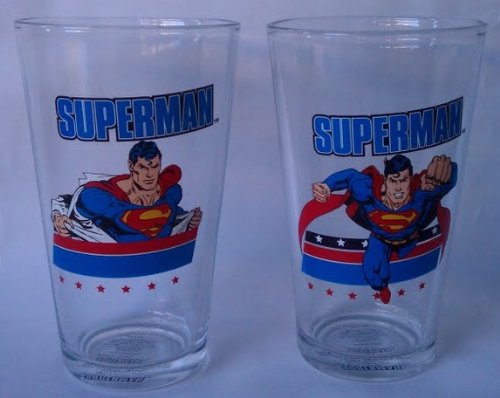  Set of two Superman 16oz Pint Glasses