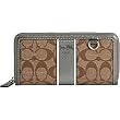 NEW AUTHENTIC COACH HERITAGE STRIPE ACCORDIAN ZIP AROUND 41658 (Khaki/Gunmetal)