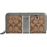 NEW AUTHENTIC COACH HERITAGE STRIPE ACCORDIAN ZIP AROUND 41658 (Khaki/Gunmetal)