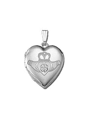 Sterling Silver "Sweetheart" Celtic Claddagh Locket 3/4 inch x 3/4 inch