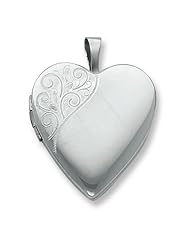 Sterling Silver 20mm Polished Swirl Heart Locket