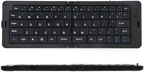 Geyes Portable Folding Bluetooth Keyboard Ultra-Slim Mini Wireless Keyboard for iOS Android Windows PC Tablet Smartphone Black