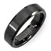 Tungsten Carbide Men’s Ladies Unisex Ring Wedding Band 6MM Black Plating Brushed Center Beveled Edges Shiny Comfort Fit (Available in Sizes 8 to 12)