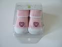 Petit Cadeau Baby Girls Pink Heart Motif Sock Bootees : Size 0-6 months