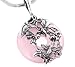 Faery and Hummingbird on Genuine Rose Quartz Sterling Silver Pendant