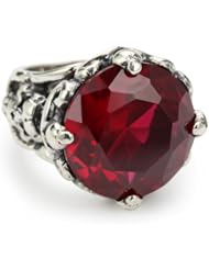 Ed Hardy "Royal Signature" Silver with Red Cubic Zirconia Ring, Size 7