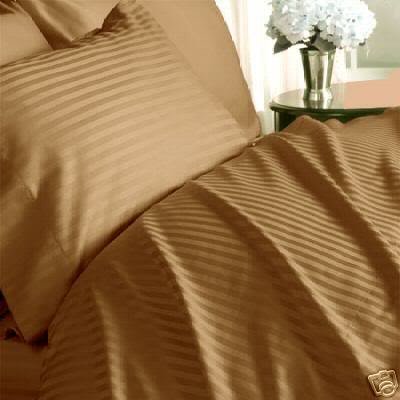 ITALIAN 1200 Thread Count Egyptian Cotton Sheet Set DEEP POCKET, Twin XL, Brown Stripe, Premium ITALIAN Finish