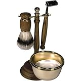Kingsley 4 Piece Shave Set - Wood/Brass