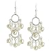Silver Tone Faux Pearl Twin Hoop Mini Chandelier Earrings