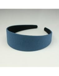 Health and Beauty: Blue 40mm (1 1/2") Plastic headband covered with cotton linen fabric Wide Headbands Hair accessories by Annielov headband #2289 - Annielov