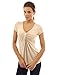 PattyBoutik Women V Neck Twist Knot Front Short Sleeve Top (Deep Champagne Small)