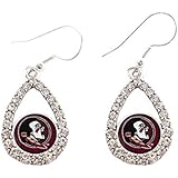 Florida State Seminoles Garnet Teardrop Clear Crystal Silver Earrings Jewelry FSU