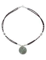 Garnet pendant necklace, Mind Journey - Hand Crafted Fine Silver and Garnet Pendant Necklace