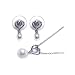 Nickel Free Sterling Silver Pendant & Earring Sets White Pearl Like Matching Set White Pearl Like Earring And Necklace Set With Open Heart Design