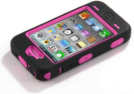 Armored Core Zebra Print Case White/Black with Hot Pink Shell for Iphone 4 4S 4G