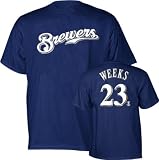 Rickie Weeks Majestic Name and Number Navy Milwaukee Brewers T-Shirt
