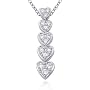 Rhodium Plated Sterling Silver Cubic Zirconia Linear Heart Pendant, 18"