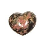Rhodonite Heart 02 Puffy Pink Black Crystal Healing Gemstone Stone Love Rock 2.4