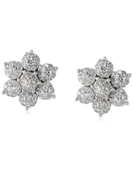 10K White Gold Cluster Flower Diamond Earrings (7/8 Cttw, H-I Color, I2 Clarity)