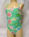 Girls Thin Strap One Piece Island Flowered Mint Tank 4-6X by 