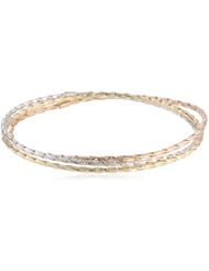 14k Tri-Color Gold Set of 3 Twist Slip-On Bangle Bracelet, 7.75"